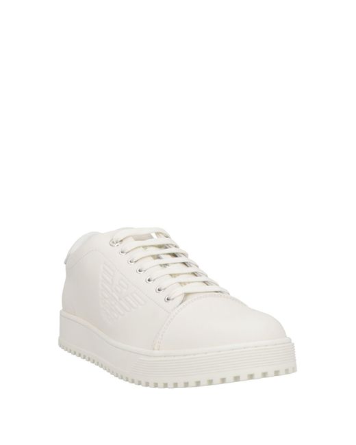 Emporio Armani White Sneakers Cow Leather, Polyester for men