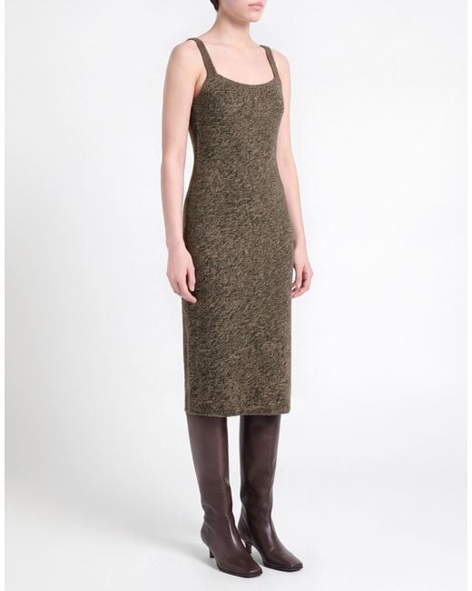 Sportmax Brown Sand Midi Dress Viscose, Polyester