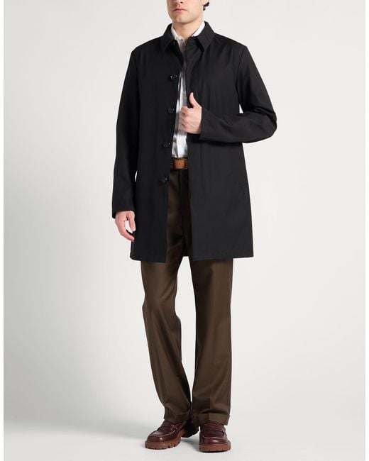 Add Black Overcoat & Trench Coat Polyester, Viscose for men