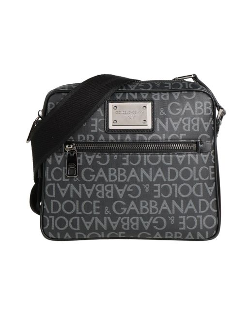Dolce & Gabbana Black Cross-Body Bag Cotton, Polyurethane, Polyester, Calfskin, Viscose for men