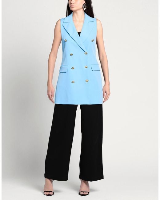 White Wise Blue Light Blazer Polyester, Elastane
