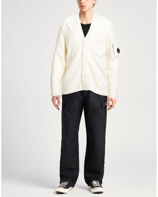 C P Company White Ivory Cardigan Polyamide, Wool, Acrylic, Alpaca Wool, Elastane for men