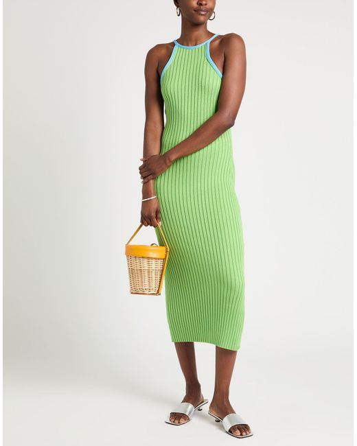 Stine Goya Green Midi Dress Viscose, Polyamide