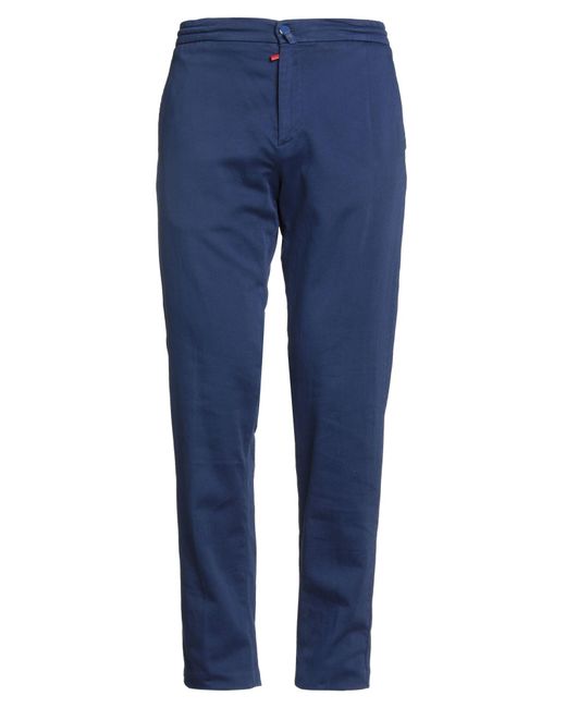 Kiton Blue Pants Cotton, Linen, Elastane for men