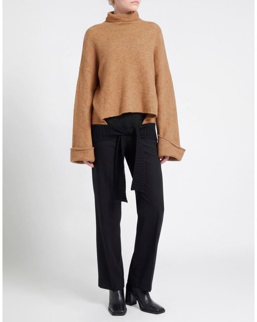 Pierantonio Gaspari Natural Camel Turtleneck Virgin Wool, Alpaca Wool, Polyamide, Elastane