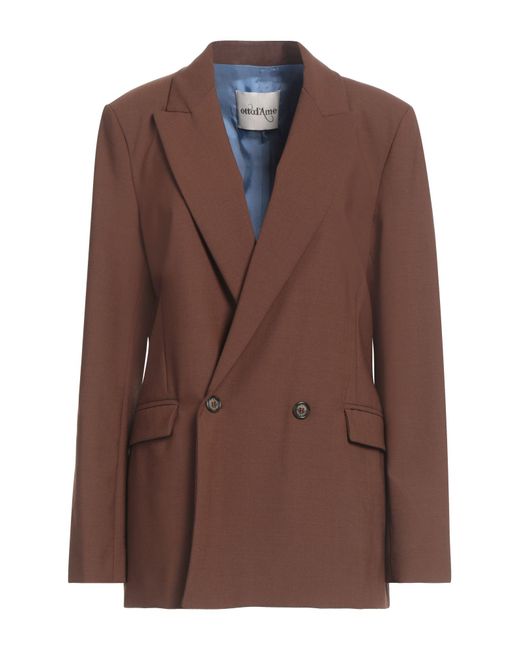 Ottod'Ame Brown Blazer Polyester, Virgin Wool, Elastane