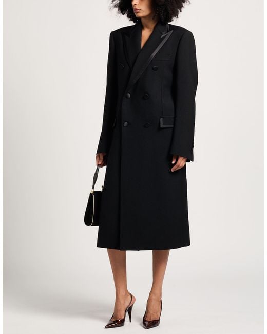 Dolce & Gabbana Black Coat Wool, Silk, Polyamide, Polyester