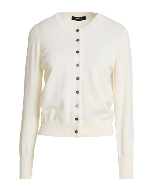 Alpha Studio White Cardigan Geelong Wool