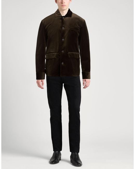 Paolo Pecora Black Dark Jacket Cotton, Elastane for men