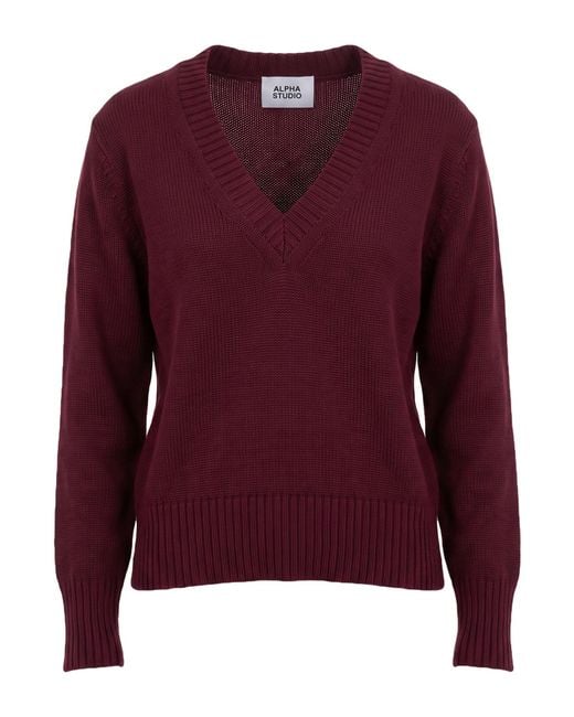 Alpha Studio Red Sweater Wool