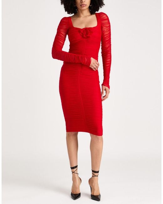 Blumarine Red Midi Dress Polyamide, Elastane