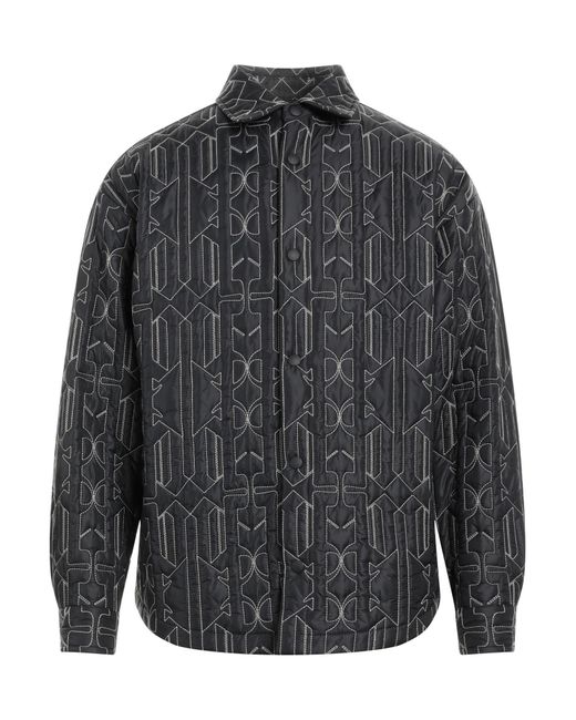 Palm Angels Gray All Monogram Quilted Dover Jacket for men
