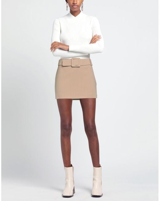 SIMONA CORSELLINI Natural Mini Skirt Polyester, Viscose, Cotton, Elastane