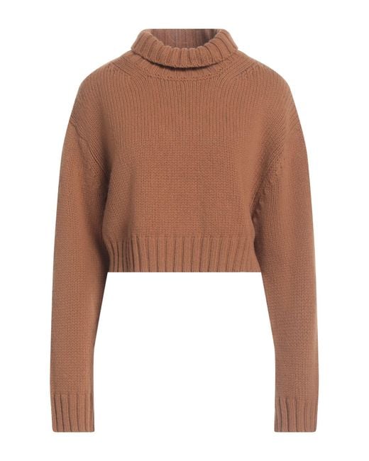 Roberto Collina Brown Turtleneck Wool, Cashmere