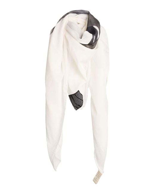 Rick Owens White Scarf Cotton, Silk for men