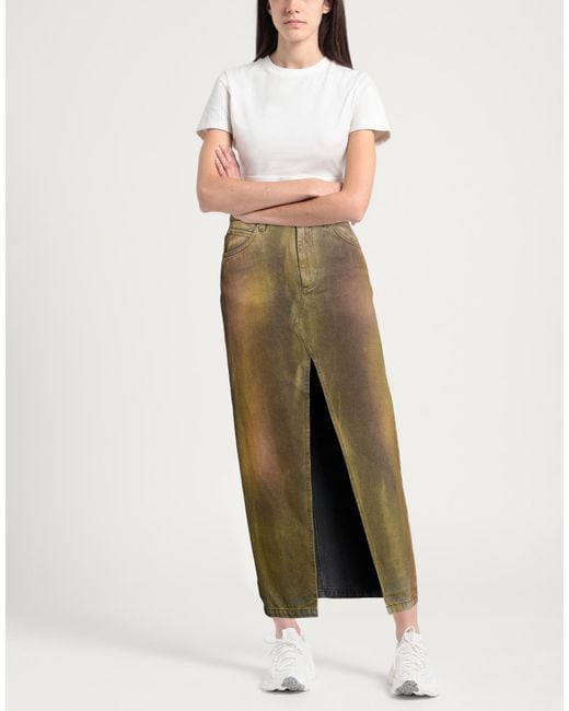 Pinko Green Khaki Denim Skirt Cotton