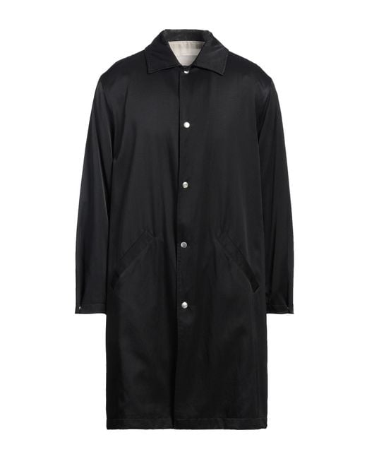 Jil Sander Black Overcoat & Trench Coat Rayon, Cotton, Wool, Silk for men