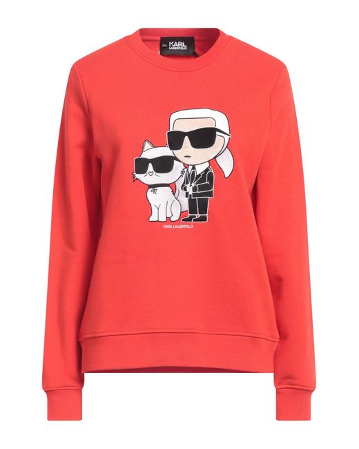 Karl Lagerfeld Red Ikonik Karl & Choupette Sweatshirt