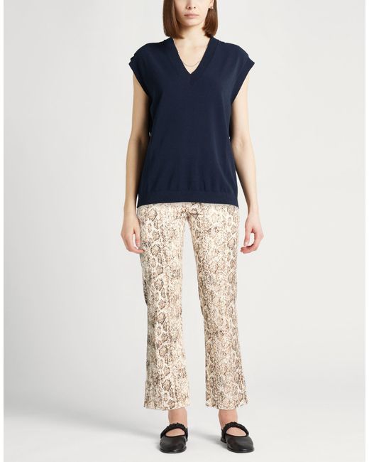 Marella Natural Ivory Pants Cotton, Elastane