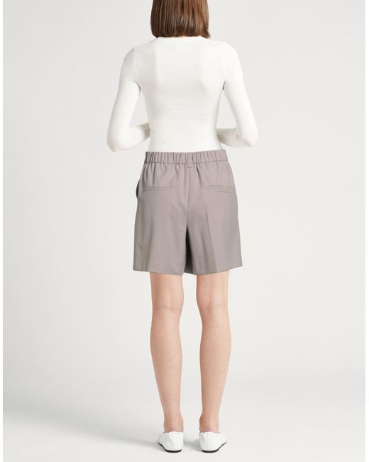 Marella Gray Monochrome Shorts & Bermuda Shorts Polyester, Viscose, Elastane