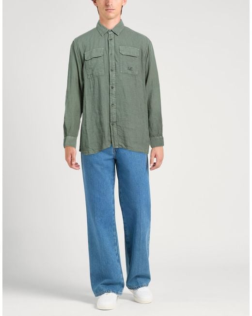 C P Company Green Shirt Linen for men