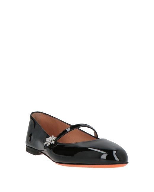 Santoni Black Ballet Flats Leather