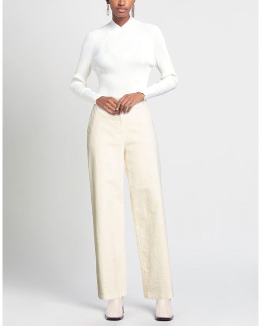 Rebel Queen White Ivory Pants Cotton, Elastane