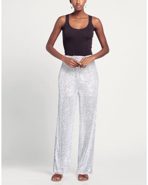 Alessandra Gallo White Pants Polyester, Elastane