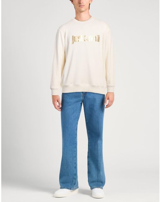 Just Cavalli White Ivory Sweatshirt Cotton for men