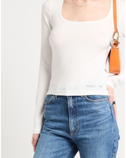 Patrizia Pepe White T-Shirt Polyester, Viscose, Elastane, Metal