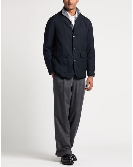 Canali Blue Midnight Jacket Polyester, Viscose for men
