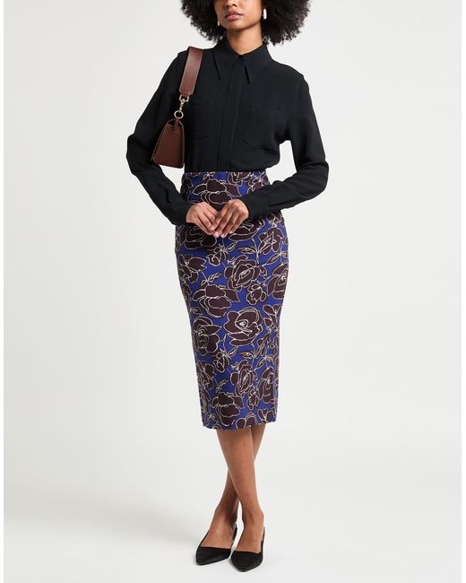 Ottod'Ame Blue Midi Skirt Polyester, Elastane
