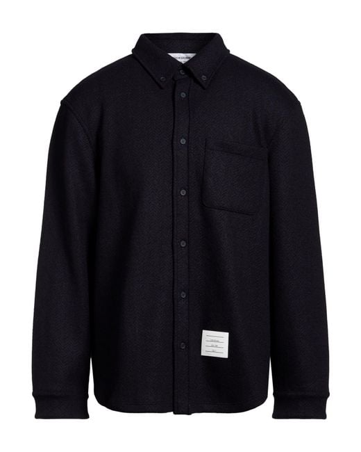 Thom Browne Blue Shirt Cotton, Wool for men