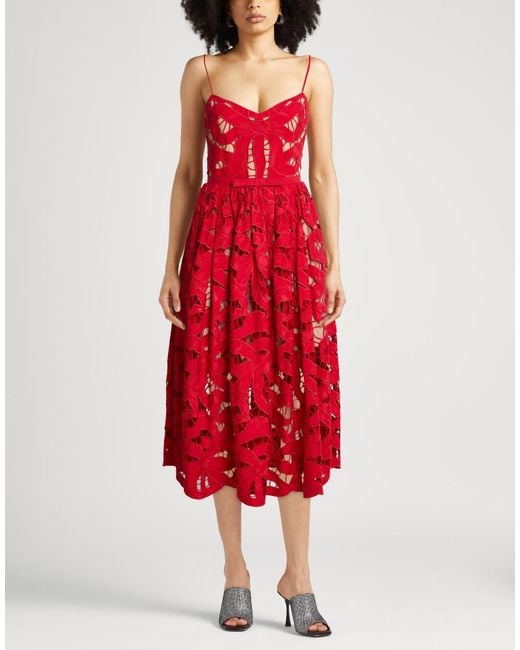 Self-Portrait Red Midi Dress