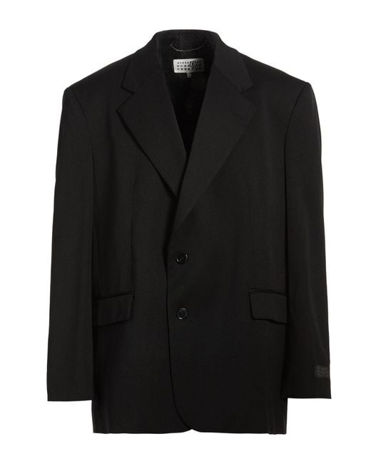 MM6 by Maison Margiela Black Blazer Polyester, Virgin Wool, Elastane for men