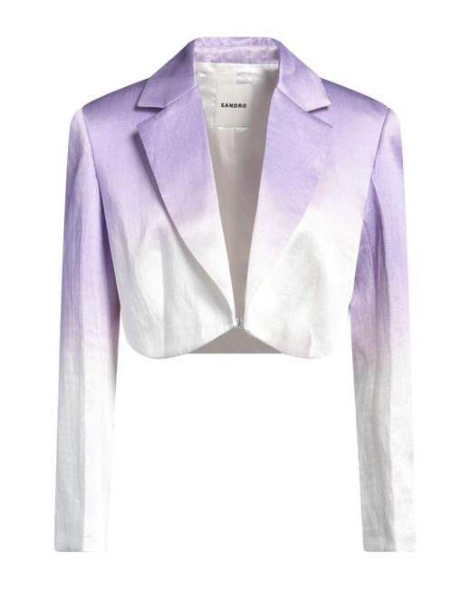 Sandro Purple Blazer Viscose, Linen