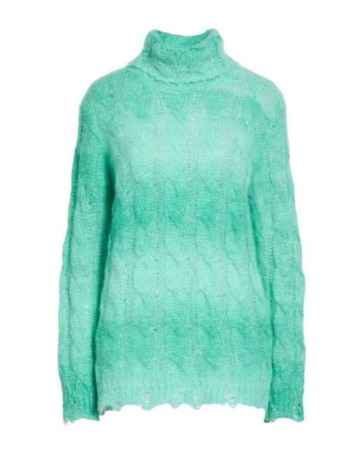 Rebel Queen Green Turtleneck Mohair Wool, Alpaca Wool, Polyamide, Metallic Polyester