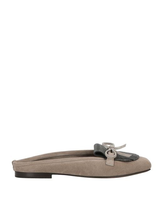 Brunello Cucinelli Gray Mules & Clogs Leather