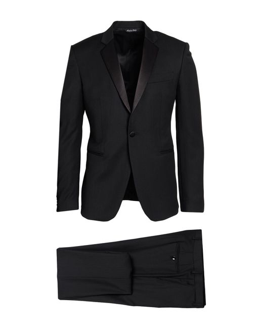 Brian Dales Black Suit Polyester, Wool for men