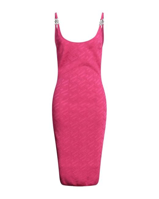 Versace Pink Fuchsia Midi Dress Viscose, Polyamide, Elastane