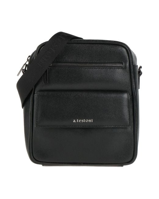 A.Testoni Black Cross-body Bag for men