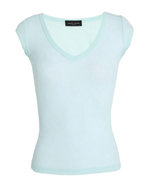 Roberto Collina Blue T-Shirt Cotton, Nylon