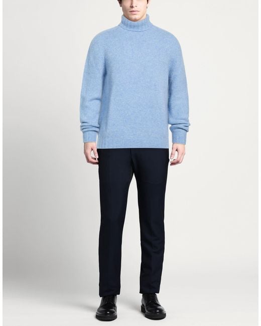 Oliver Lattughi Blue Turtleneck Alpaca Wool, Polyamide for men