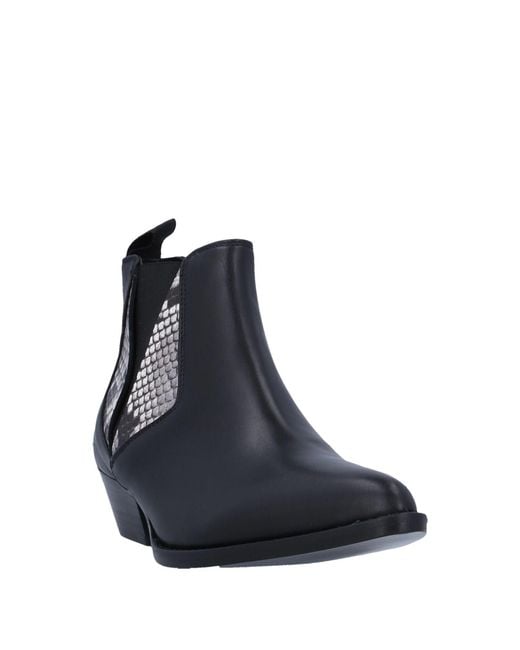 Pollini Black Ankle Boots Calfskin, Elastic Fibres