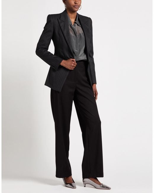 McQueen Black Charcoal Blazer Wool
