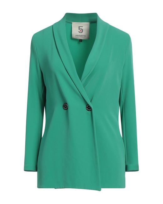 5 PROGRESS Green Blazer Polyester, Elastane