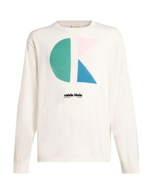 Calvin Klein White Sweater Cotton for men