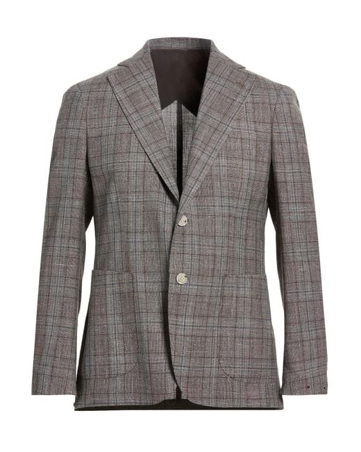 Barba Napoli Gray Blazer Virgin Wool, Silk, Linen for men