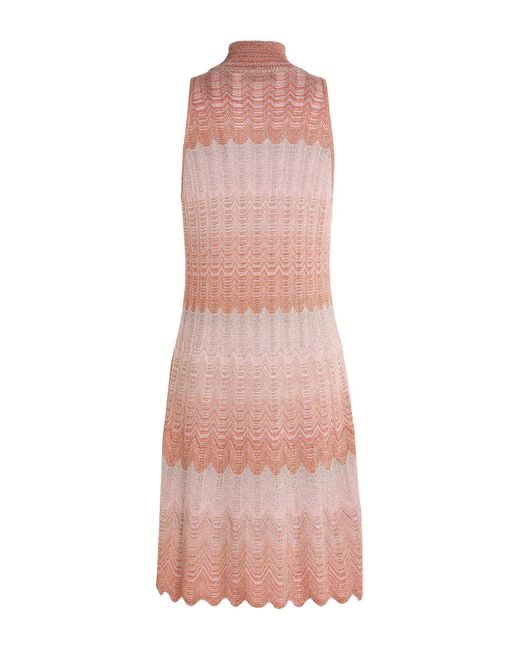 Missoni Pink Mini Dress Viscose, Metallic Fiber