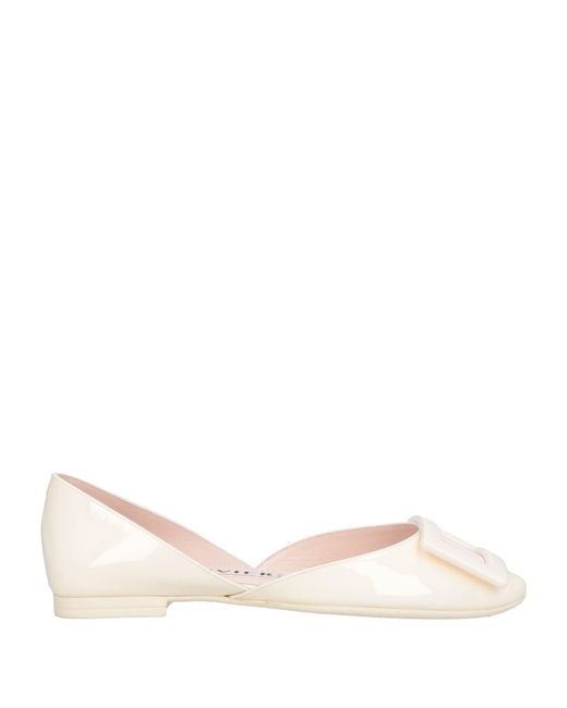 Roger Vivier Natural Cream Ballet Flats Leather